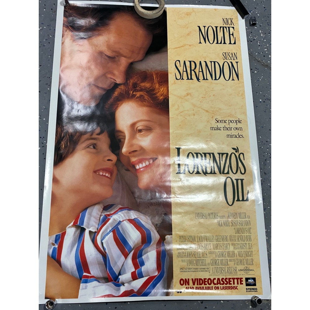 Vintage Lorenzo's Oil Movie Poster Nick Nolte Susan Sarandon MCA Home Video 90s